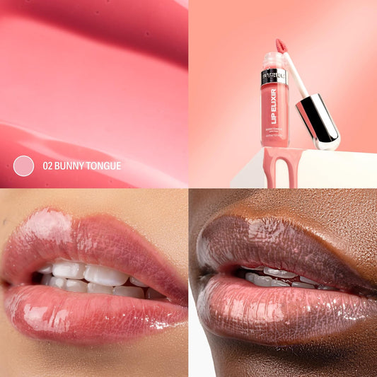 Lip Elixir Nourishing Lip Glaze and Lip Tint Gloss. High-Shine Lip Gloss. Moisturizing Lip Gloss Enriched with Lip Oils for Hydrating Smooth Finish, Cruelty-Free (Sheer Pink)