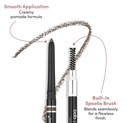 Universal Eyebrow Pencil – Dual-Ended Design with Precision Tip & Spoolie, Matte Finish, Waterproof, Easy to Use, Vegan & Cruelty-Free for Perfectly Defined Brows
